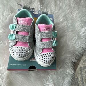 Skechers Toddler NEW Kelsi Sneakers Light Up - Aqua Blue/Gray size 5